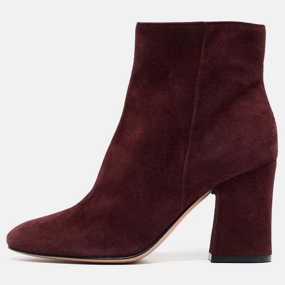Plum Suede Rolling Ankle Boots Size 36.5